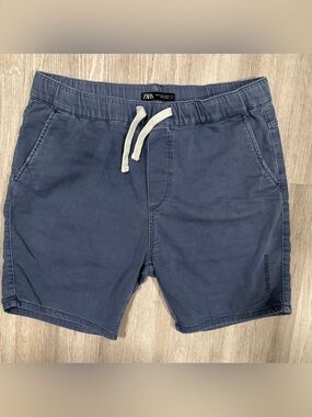 ZARA Blue Soft Wash Lightweight Denim Shorts, Drawstring Mens XL